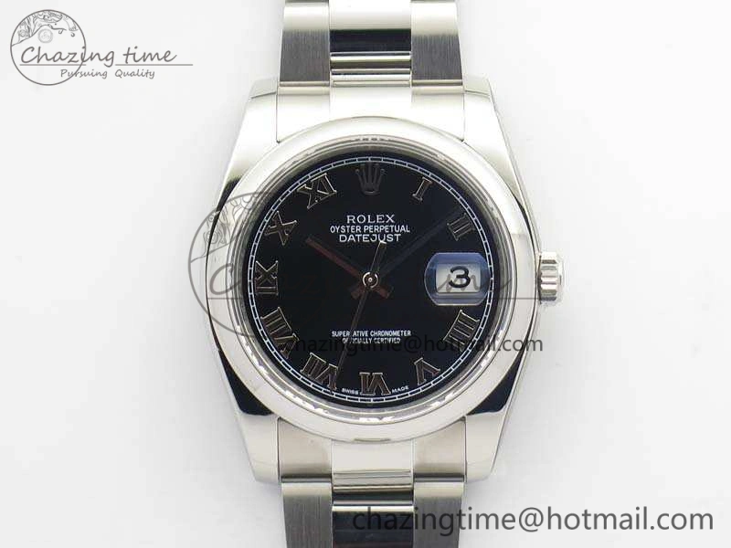 DateJust 36mm SS 116200 ARF 1:1 Best Edition Black Roman Dial On 904L SS Oyster Bracelet SA3135