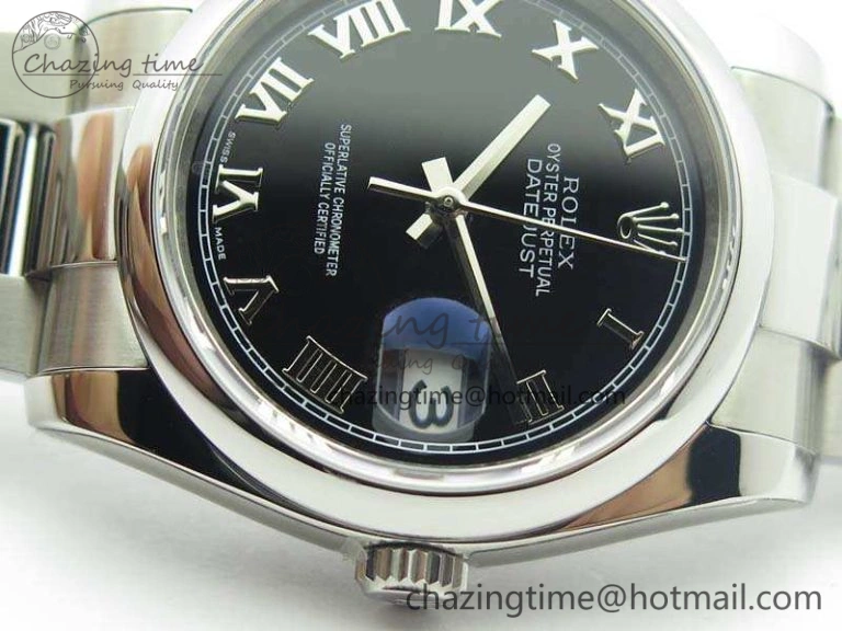 DateJust 36mm SS 116200 ARF 1:1 Best Edition Black Roman Dial On 904L SS Oyster Bracelet SA3135
