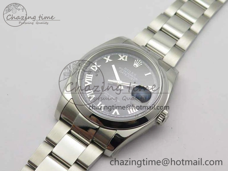 DateJust 36mm SS 116200 ARF 1:1 Best Edition Black Roman Dial On 904L SS Oyster Bracelet SA3135