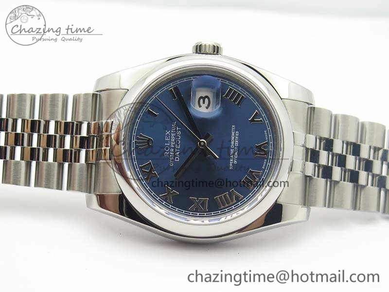 DateJust 36mm SS 116200 ARF 1:1 Best Edition Blue Roman Dial On 904L SS Jubilee Bracelet SA3135