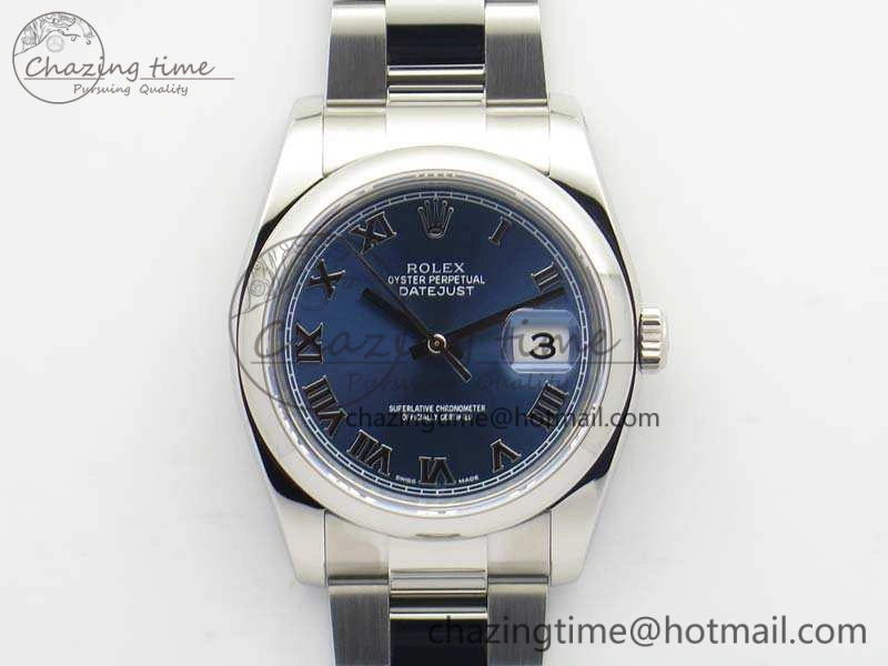 DateJust 36mm SS 116200 ARF 1:1 Best Edition Blue Roman Dial On 904L SS Oyster Bracelet SA3135
