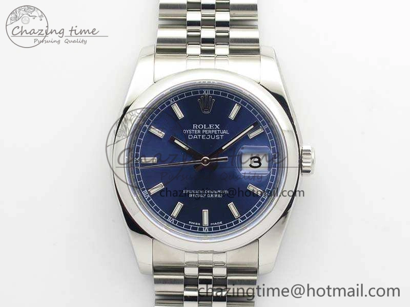 DateJust 36mm SS 116200 ARF 1:1 Best Edition Blue Sticks Dial On 904L SS Jubilee Bracelet SA3135