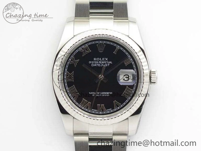 DateJust 36mm SS 116234 ARF 1:1 Best Edition Black Roman Dial On 904L SS Oyster Bracelet SA3135