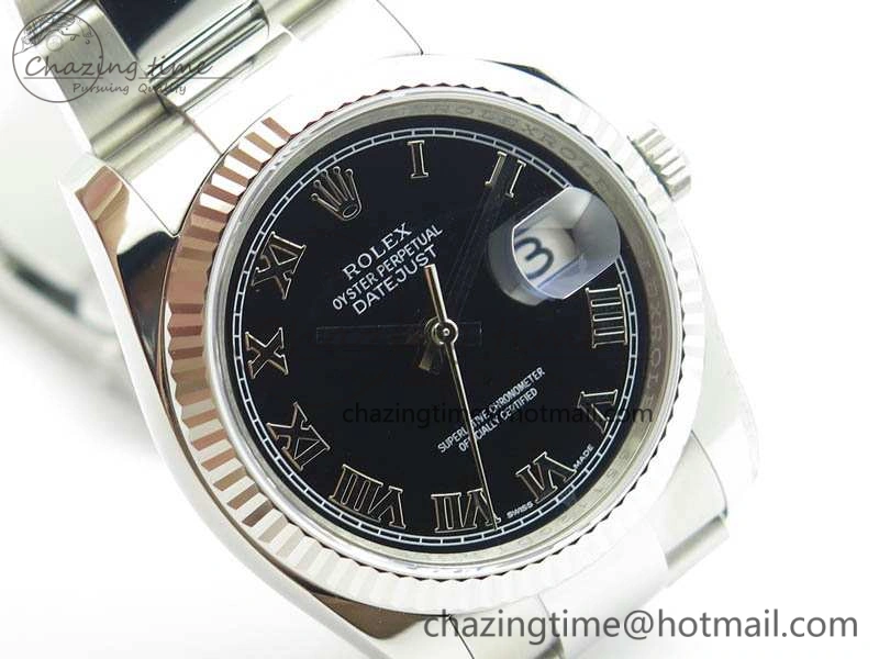 DateJust 36mm SS 116234 ARF 1:1 Best Edition Black Roman Dial On 904L SS Oyster Bracelet SA3135