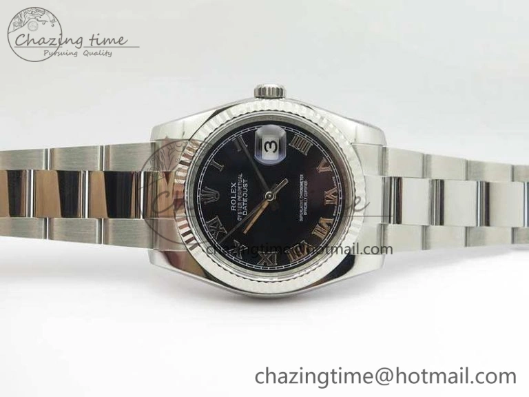 DateJust 36mm SS 116234 ARF 1:1 Best Edition Black Roman Dial On 904L SS Oyster Bracelet SA3135