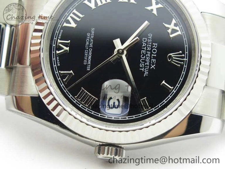 DateJust 36mm SS 116234 ARF 1:1 Best Edition Black Roman Dial On 904L SS Oyster Bracelet SA3135