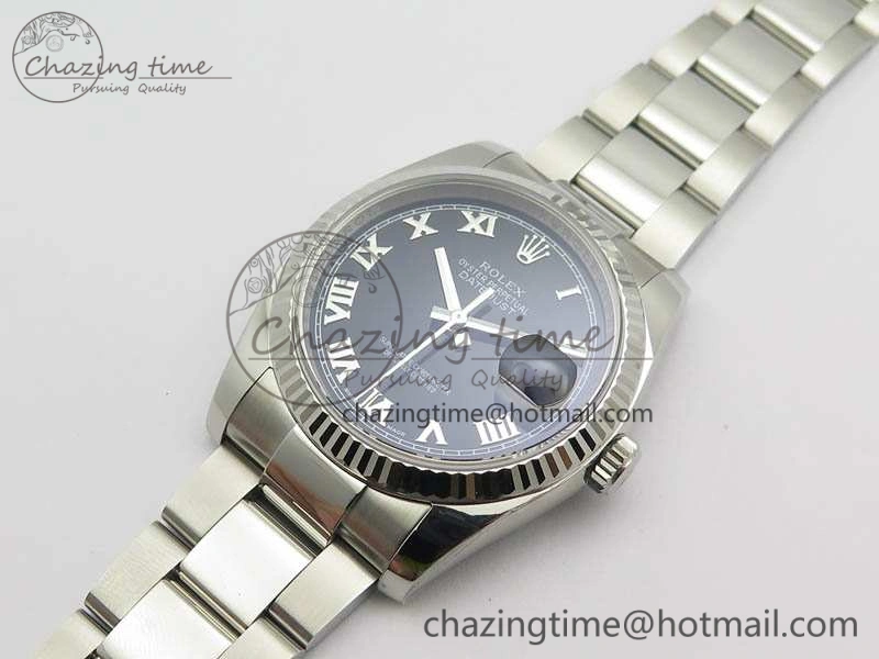DateJust 36mm SS 116234 ARF 1:1 Best Edition Black Roman Dial On 904L SS Oyster Bracelet SA3135