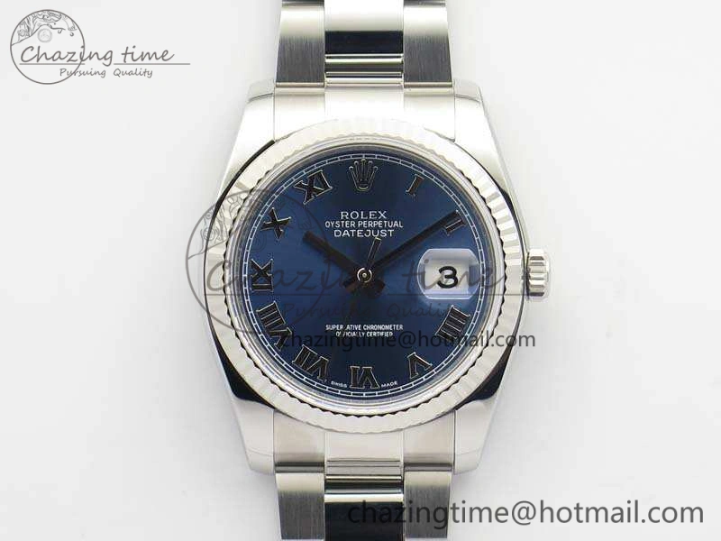 DateJust 36mm SS 116234 ARF 1:1 Best Edition Blue Roman Dial Fluted On 904L SS Oyster Bracelet SA3135