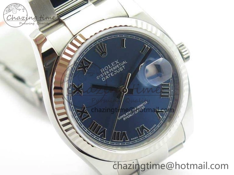 DateJust 36mm SS 116234 ARF 1:1 Best Edition Blue Roman Dial Fluted On 904L SS Oyster Bracelet SA3135