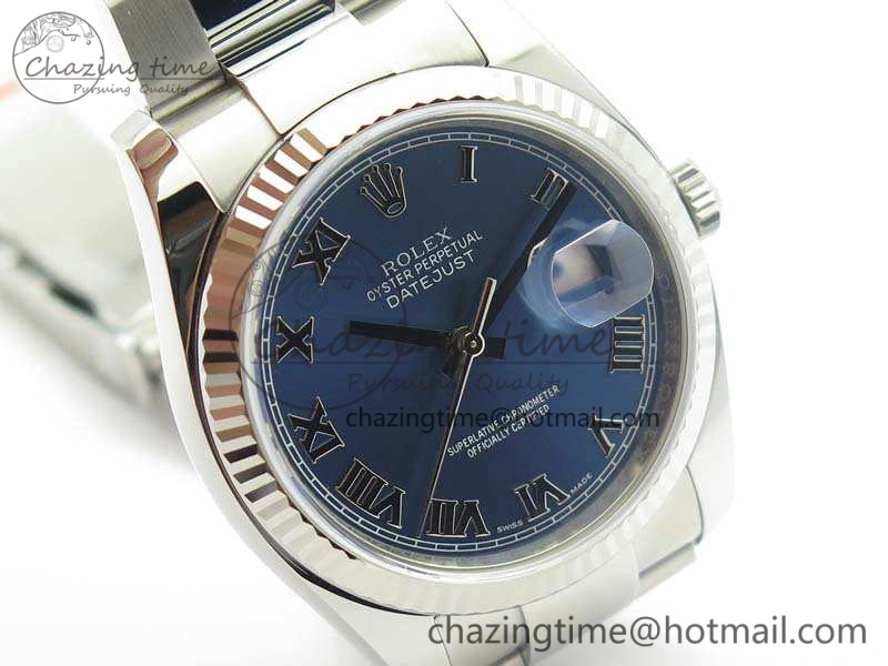DateJust 36mm SS 116234 ARF 1:1 Best Edition Blue Roman Dial Fluted On 904L SS Oyster Bracelet SA3135
