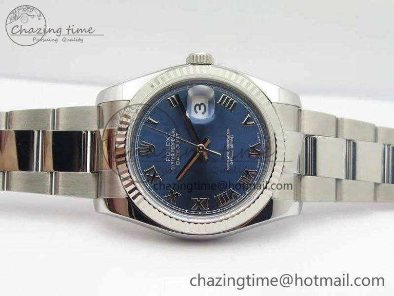 DateJust 36mm SS 116234 ARF 1:1 Best Edition Blue Roman Dial Fluted On 904L SS Oyster Bracelet SA3135