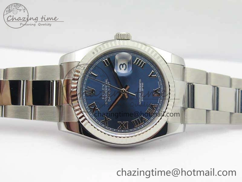 DateJust 36mm SS 116234 ARF 1:1 Best Edition Blue Roman Dial Fluted On 904L SS Oyster Bracelet SA3135