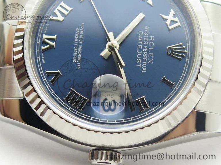 DateJust 36mm SS 116234 ARF 1:1 Best Edition Blue Roman Dial Fluted On 904L SS Oyster Bracelet SA3135