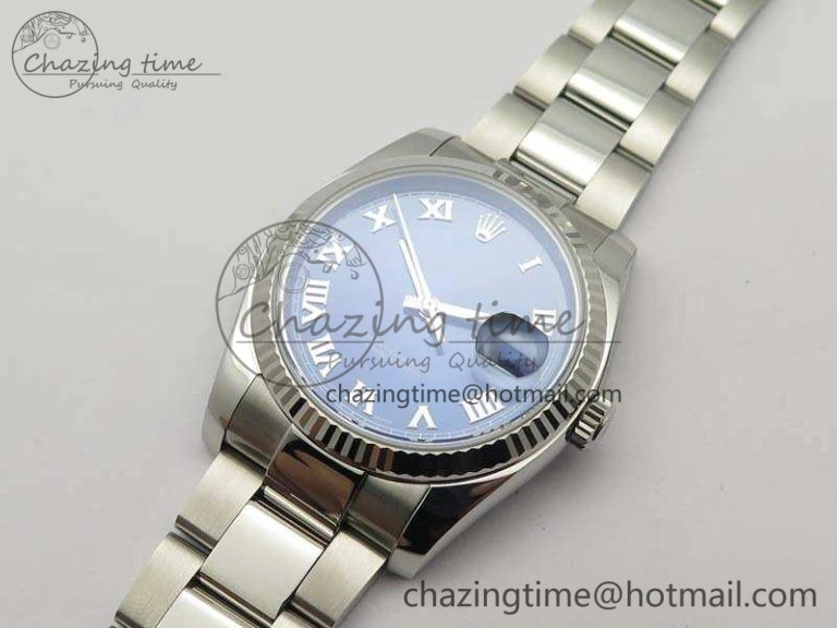 DateJust 36mm SS 116234 ARF 1:1 Best Edition Blue Roman Dial Fluted On 904L SS Oyster Bracelet SA3135