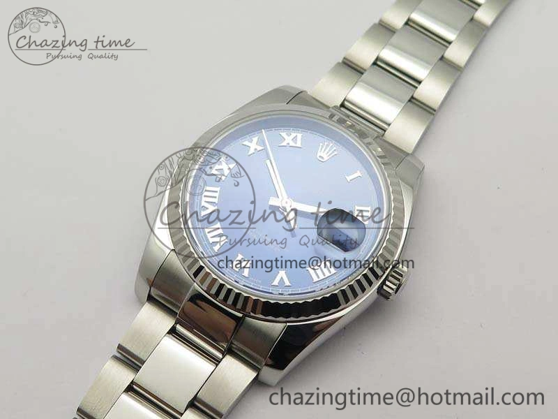 DateJust 36mm SS 116234 ARF 1:1 Best Edition Blue Roman Dial Fluted On 904L SS Oyster Bracelet SA3135