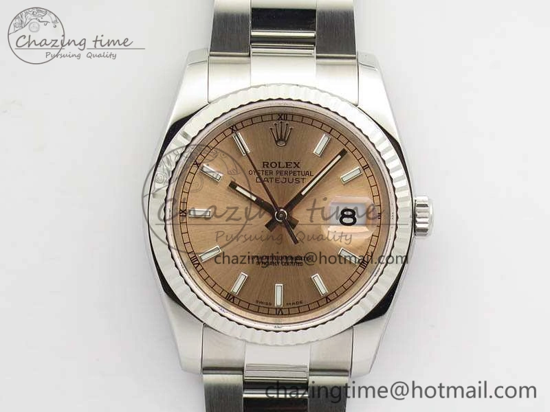 DateJust 36mm SS 116234 ARF 1:1 Best Edition Pink Dial Stick Markers On 904L SS Oyster Bracelet SA3135