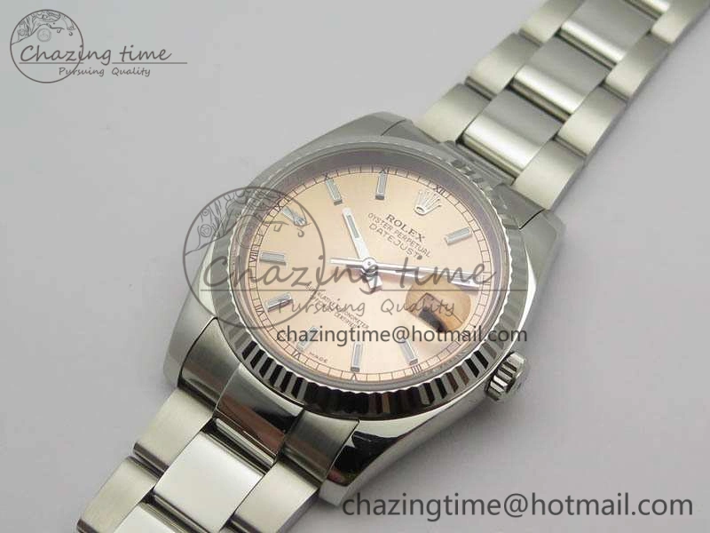 DateJust 36mm SS 116234 ARF 1:1 Best Edition Pink Dial Stick Markers On 904L SS Oyster Bracelet SA3135