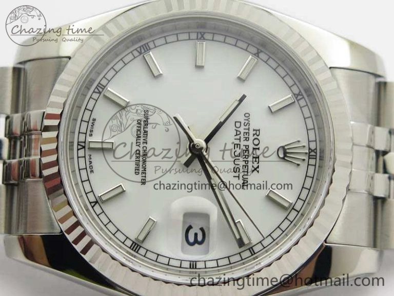 DateJust 36mm SS 116234 ARF 1:1 Best Edition White Dial Stick Markers On 904L SS Jubilee Bracelet SA3135