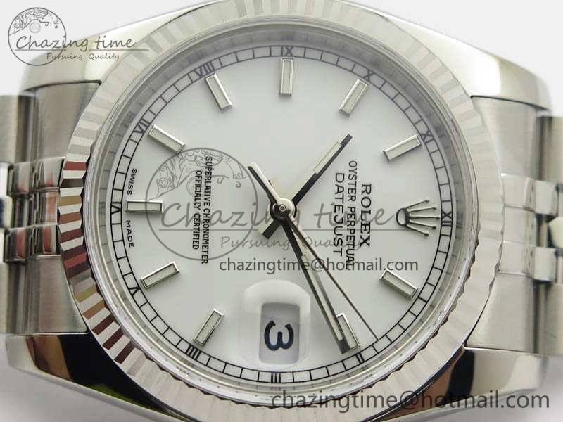 DateJust 36mm SS 116234 ARF 1:1 Best Edition White Dial Stick Markers On 904L SS Jubilee Bracelet SA3135