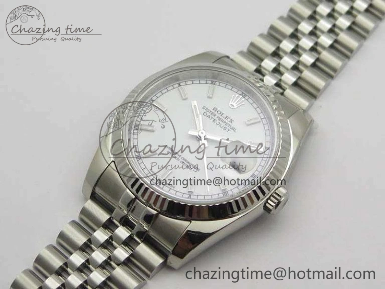 DateJust 36mm SS 116234 ARF 1:1 Best Edition White Dial Stick Markers On 904L SS Jubilee Bracelet SA3135