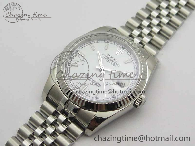 DateJust 36mm SS 116234 ARF 1:1 Best Edition White Dial Stick Markers On 904L SS Jubilee Bracelet SA3135