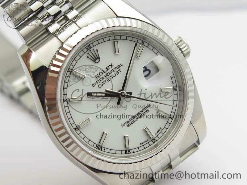 DateJust 36mm SS 116234 ARF 1:1 Best Edition White Dial Stick Markers On 904L SS Jubilee Bracelet SA3135