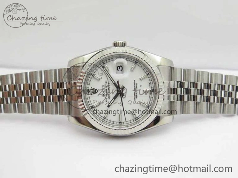 DateJust 36mm SS 116234 ARF 1:1 Best Edition White Dial Stick Markers On 904L SS Jubilee Bracelet SA3135