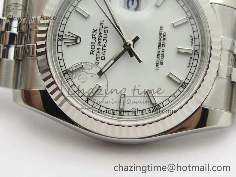 DateJust 36mm SS 116234 ARF 1:1 Best Edition White Dial Stick Markers On 904L SS Jubilee Bracelet SA3135