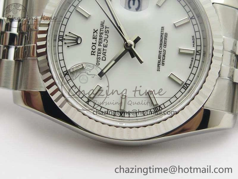 DateJust 36mm SS 116234 ARF 1:1 Best Edition White Dial Stick Markers On 904L SS Jubilee Bracelet SA3135