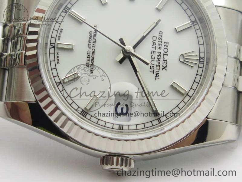 DateJust 36mm SS 116234 ARF 1:1 Best Edition White Dial Stick Markers On 904L SS Jubilee Bracelet SA3135