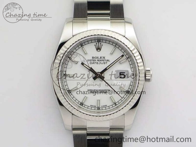 DateJust 36mm SS 116234 ARF 1:1 Best Edition White Dial Stick Markers On 904L SS Oyster Bracelet SA3135