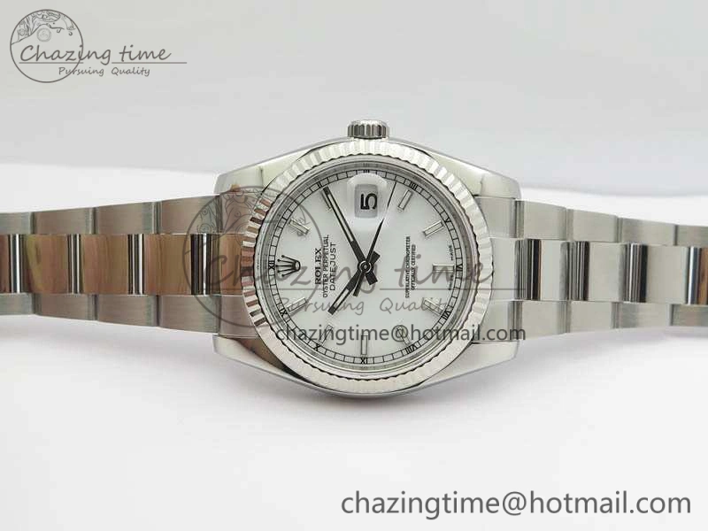 DateJust 36mm SS 116234 ARF 1:1 Best Edition White Dial Stick Markers On 904L SS Oyster Bracelet SA3135