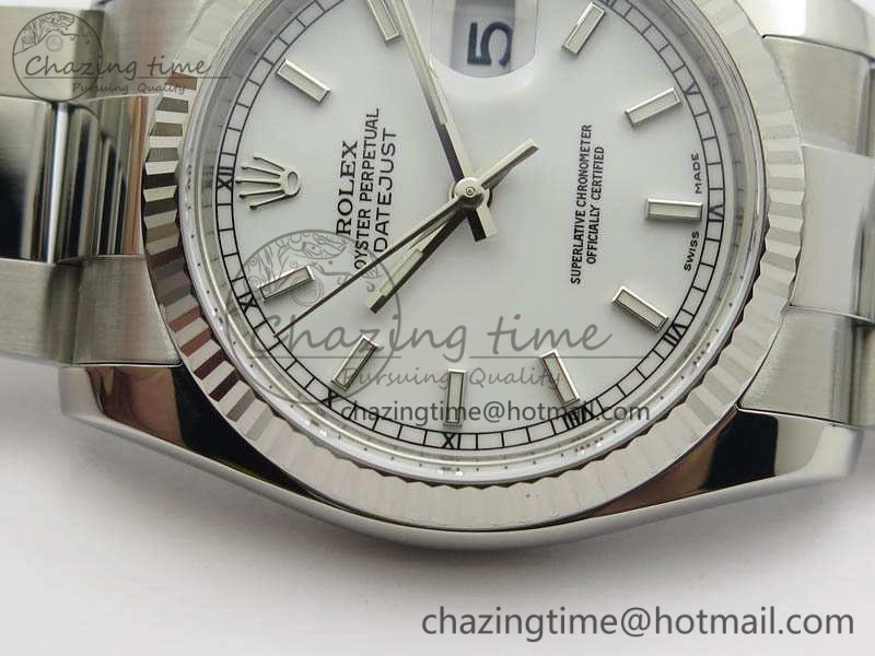 DateJust 36mm SS 116234 ARF 1:1 Best Edition White Dial Stick Markers On 904L SS Oyster Bracelet SA3135