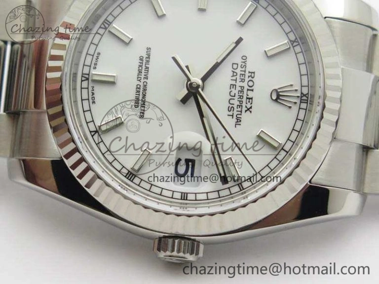 DateJust 36mm SS 116234 ARF 1:1 Best Edition White Dial Stick Markers On 904L SS Oyster Bracelet SA3135
