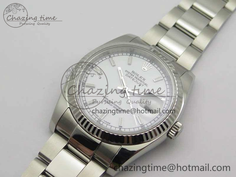 DateJust 36mm SS 116234 ARF 1:1 Best Edition White Dial Stick Markers On 904L SS Oyster Bracelet SA3135