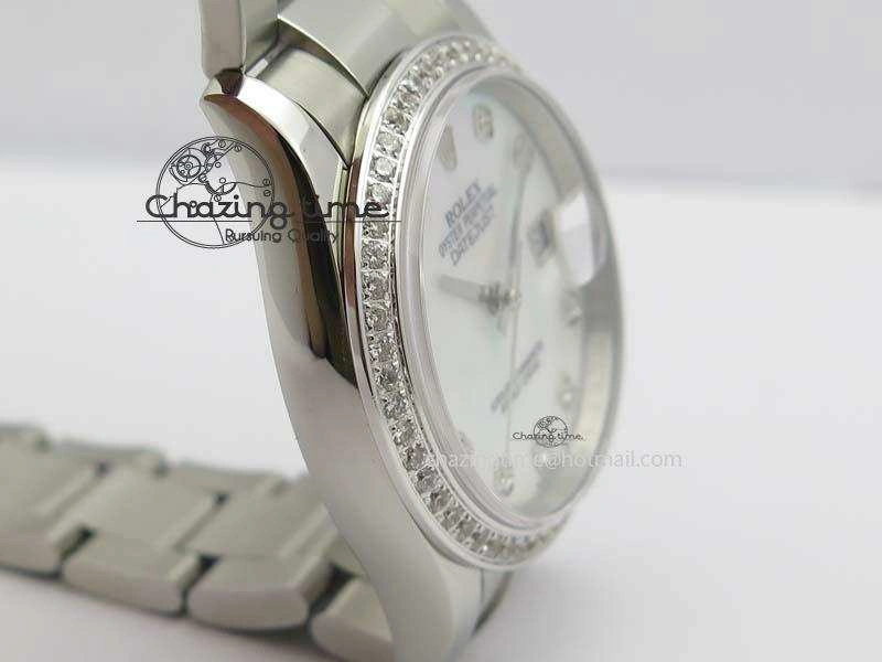 DateJust 36mm SS BP-Maker Best Edition Diamond Bezel White MOP Dial On SS Bracelet A2824 V2