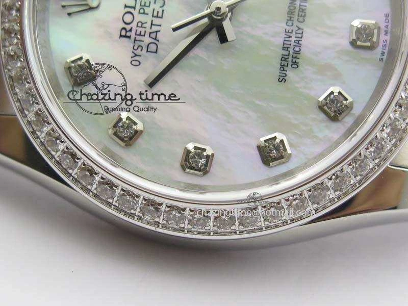 DateJust 36mm SS BP-Maker Best Edition Diamond Bezel White MOP Dial On SS Bracelet A2824 V2