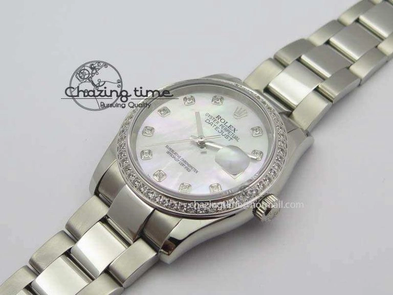 DateJust 36mm SS BP-Maker Best Edition Diamond Bezel White MOP Dial On SS Bracelet A2824 V2