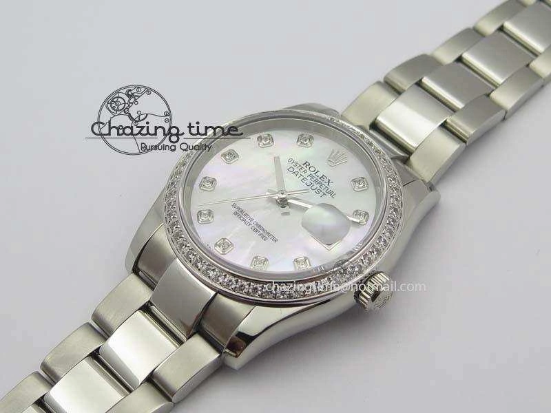DateJust 36mm SS BP-Maker Best Edition Diamond Bezel White MOP Dial On SS Bracelet A2824 V2