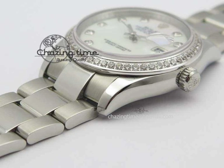 DateJust 36mm SS BP-Maker Best Edition Diamond Bezel White MOP Dial On SS Bracelet A2824 V2