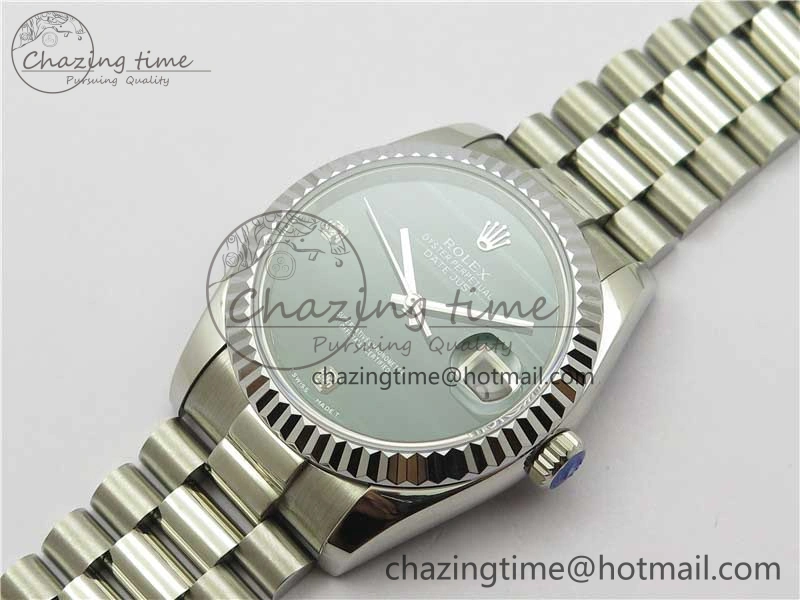 DateJust 36mm SS EDF Best Edition Green Malachite Dial Crystal Markers on SS President Bracelet A2824