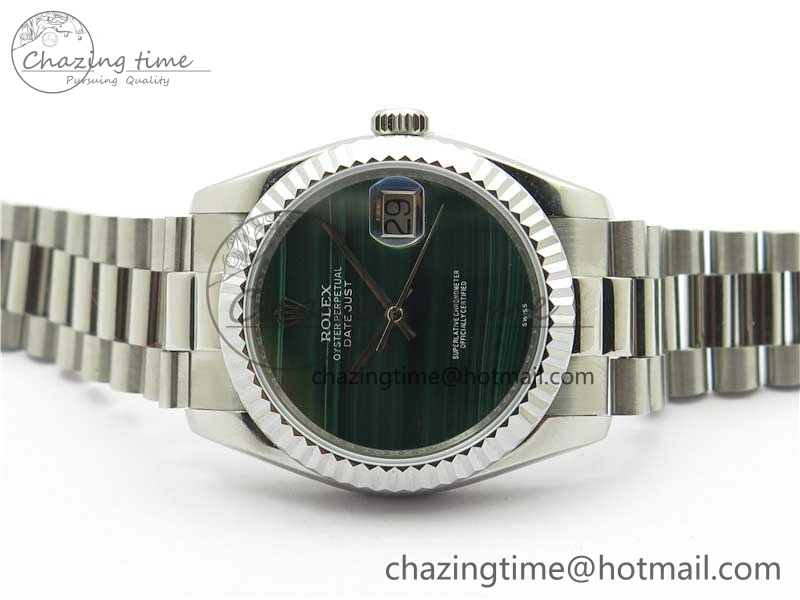 DateJust 36mm SS EDF Best Edition Green Malachite Dial on SS President Bracelet A2824