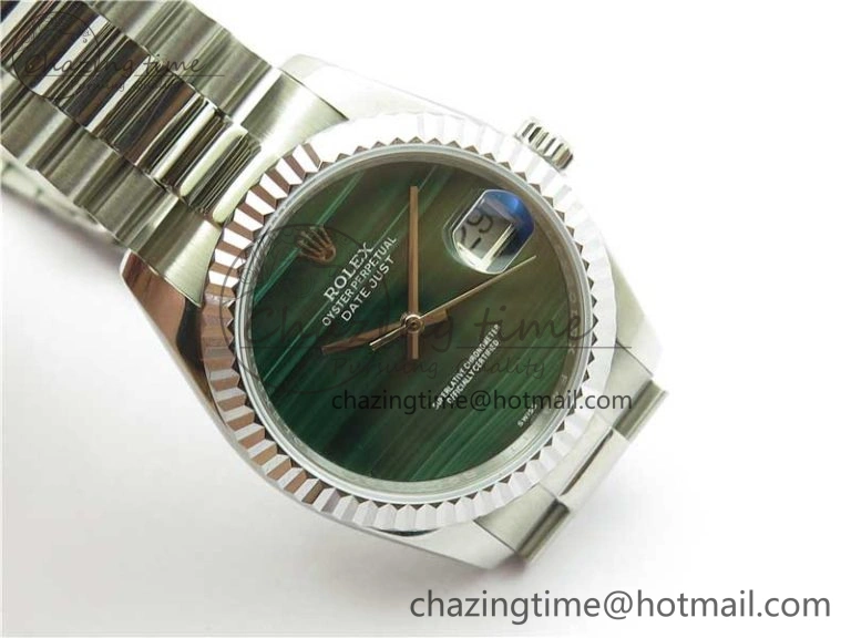 DateJust 36mm SS EDF Best Edition Green Malachite Dial on SS President Bracelet A2824