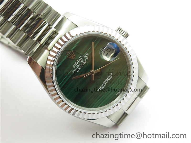 DateJust 36mm SS EDF Best Edition Green Malachite Dial on SS President Bracelet A2824