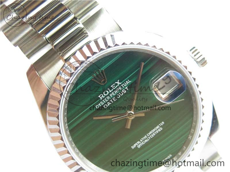 DateJust 36mm SS EDF Best Edition Green Malachite Dial on SS President Bracelet A2824
