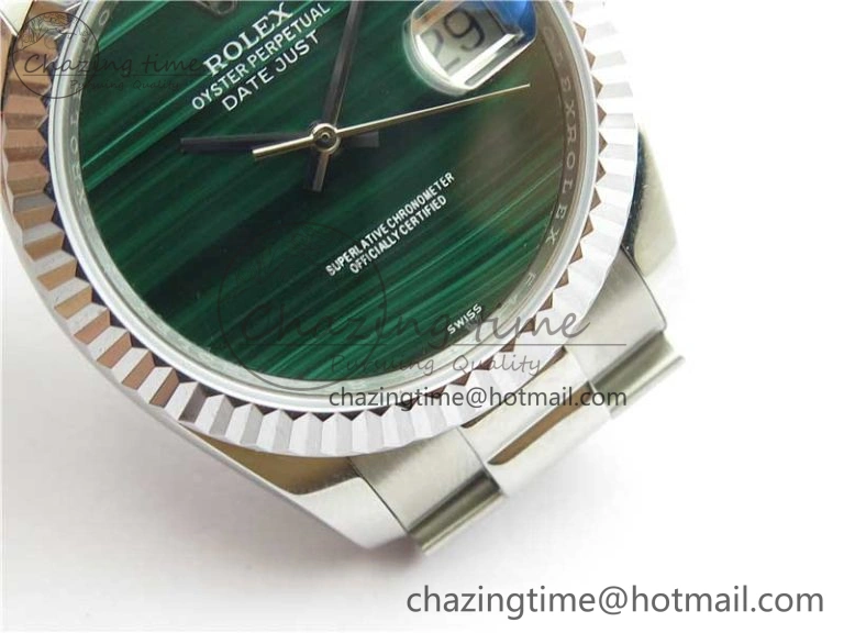 DateJust 36mm SS EDF Best Edition Green Malachite Dial on SS President Bracelet A2824
