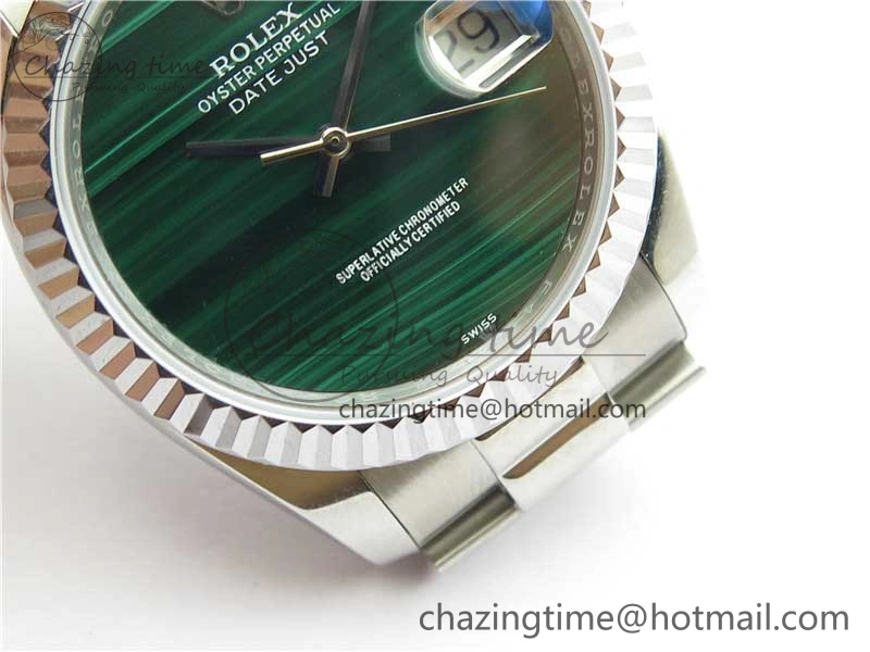 DateJust 36mm SS EDF Best Edition Green Malachite Dial on SS President Bracelet A2824