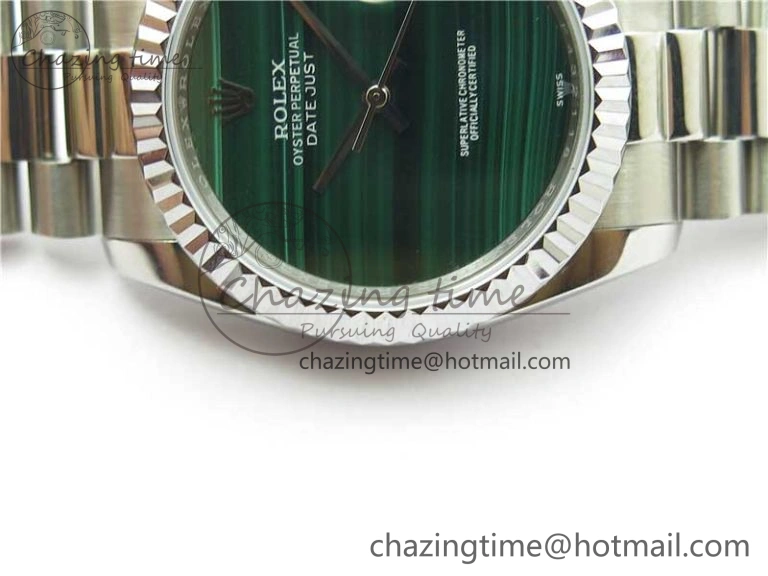DateJust 36mm SS EDF Best Edition Green Malachite Dial on SS President Bracelet A2824