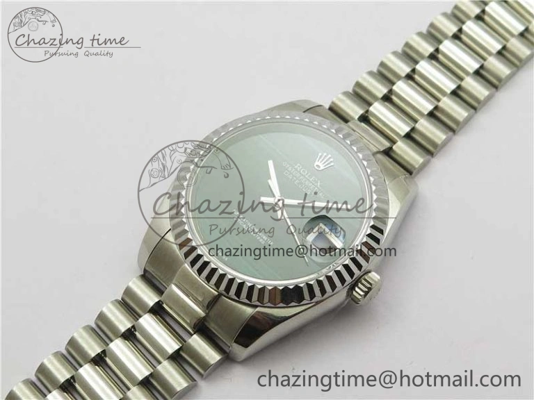 DateJust 36mm SS EDF Best Edition Green Malachite Dial on SS President Bracelet A2824