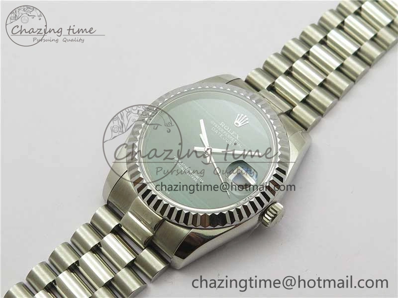 DateJust 36mm SS EDF Best Edition Green Malachite Dial on SS President Bracelet A2824